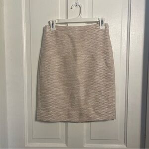 J. Crew Tweed Light Pink and Metallic Pencil Skirt Size 2